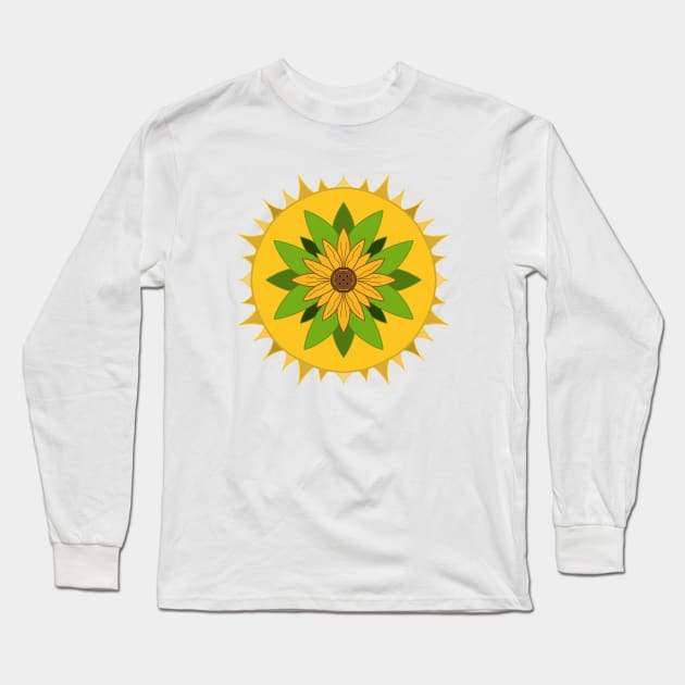 SUNFLOWER Blooming Mandala Long Sleeve T-Shirt by SartorisArt1